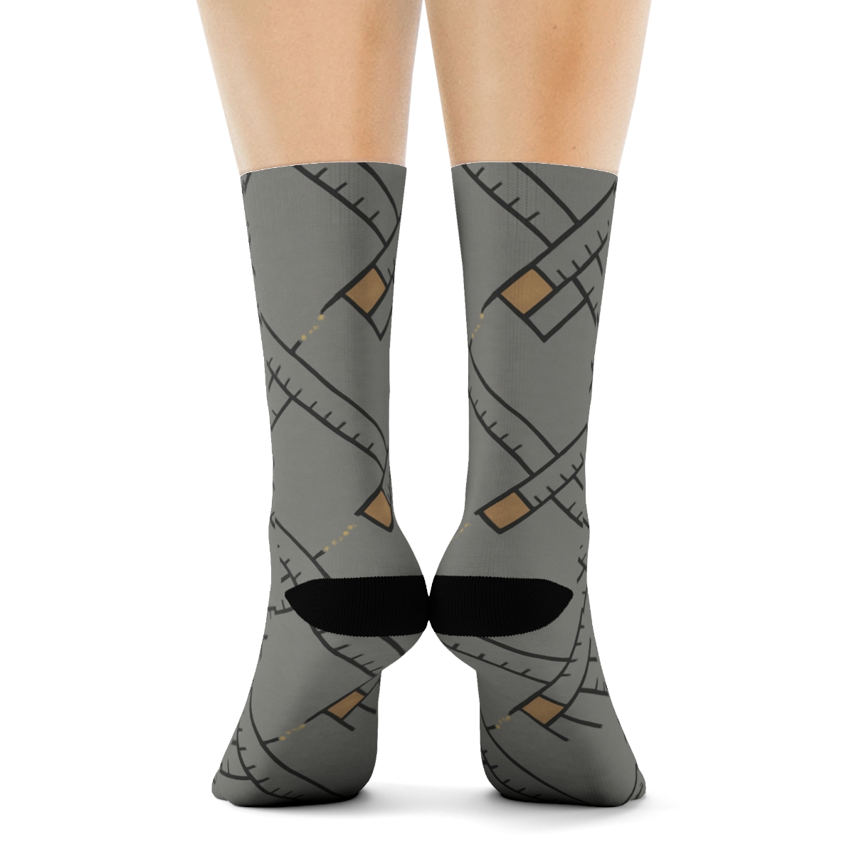 Carpenter Squares In Minimal Lattice On Workshop Gray comfortable cotton crew socks