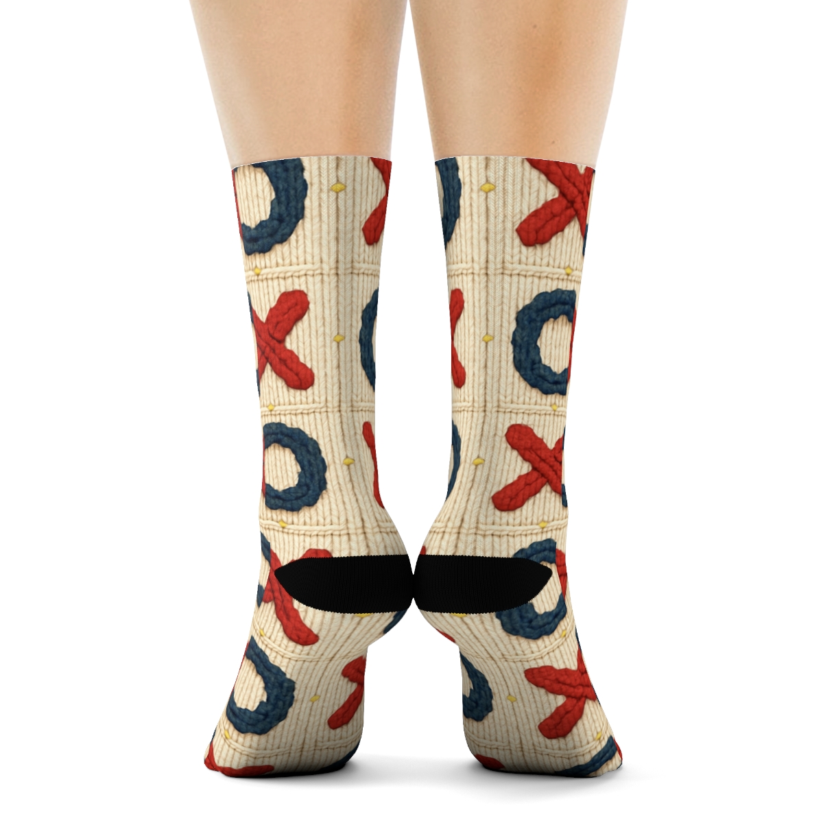 Knit Illusion Valentines Xo Icons Game Board Weave premium sports crew socks