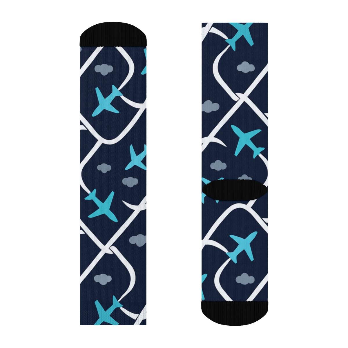 Contrail Ribbon Lattice Airplane premium sports crew socks