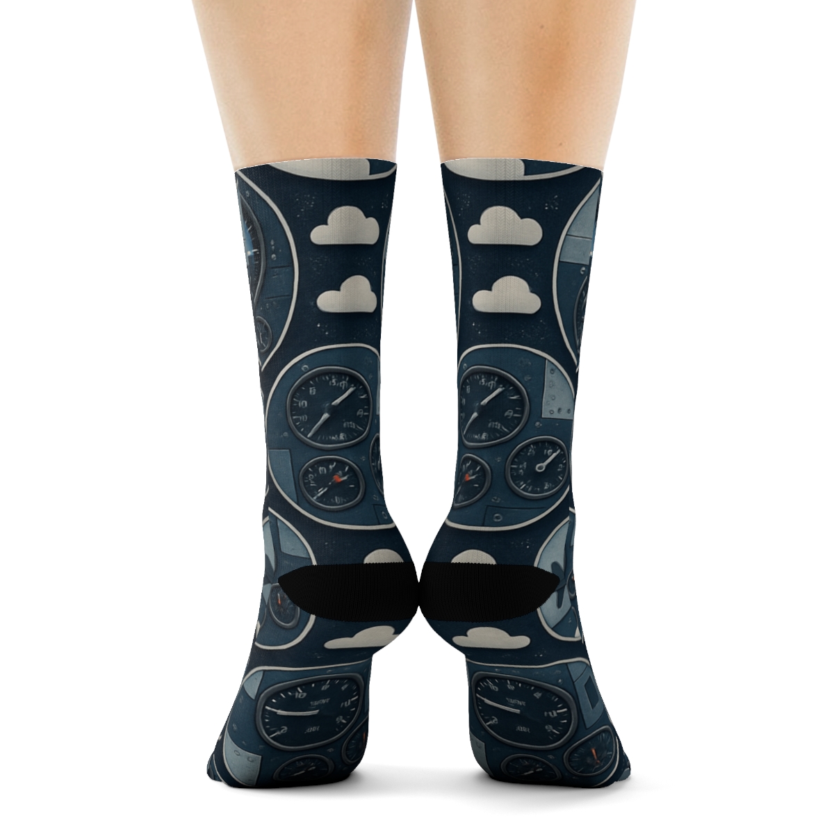 Airplane Collage Medallions In Radial Repeat premium sports crew socks