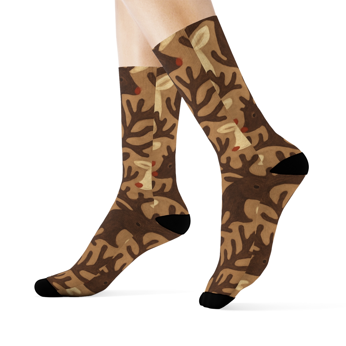 Reindeer Antler Xmas Tessellation soft everyday crew socks
