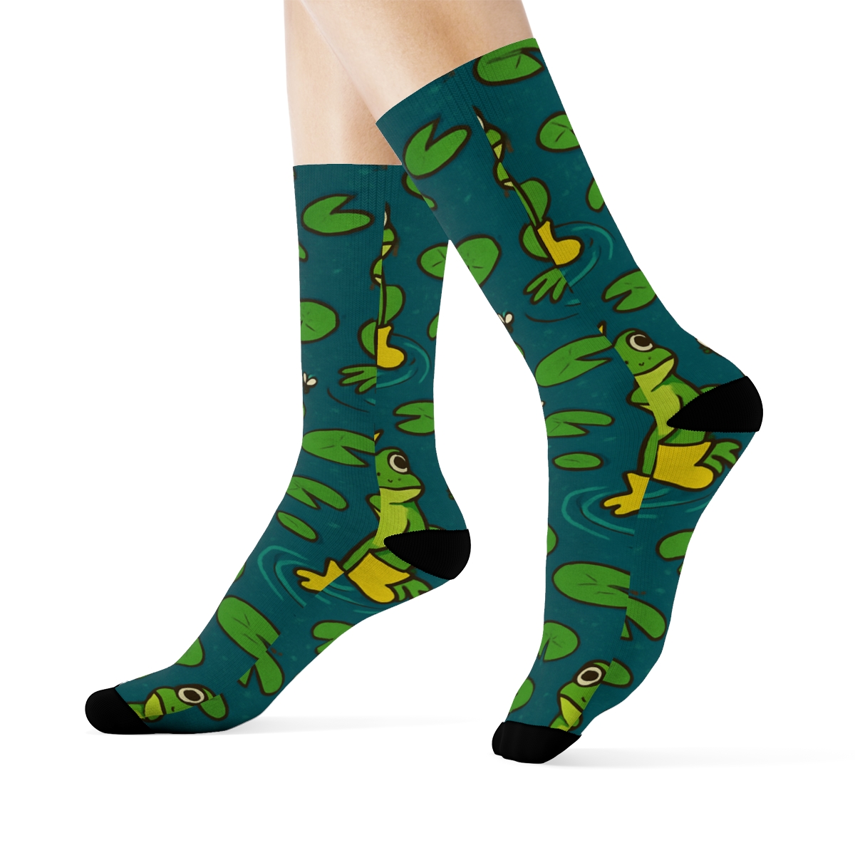 Pond Party Frog Tessellation personalized crew socksPond Party Frog Tessellation Crew Socks - Image 3