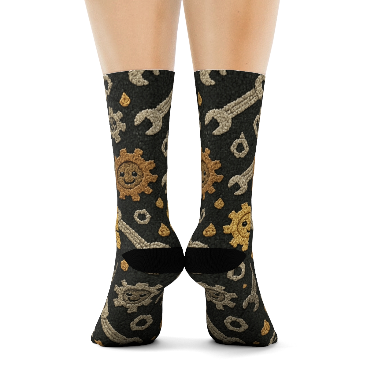 Mechanic Knit Illusion Gear Garland comfortable cotton crew socks