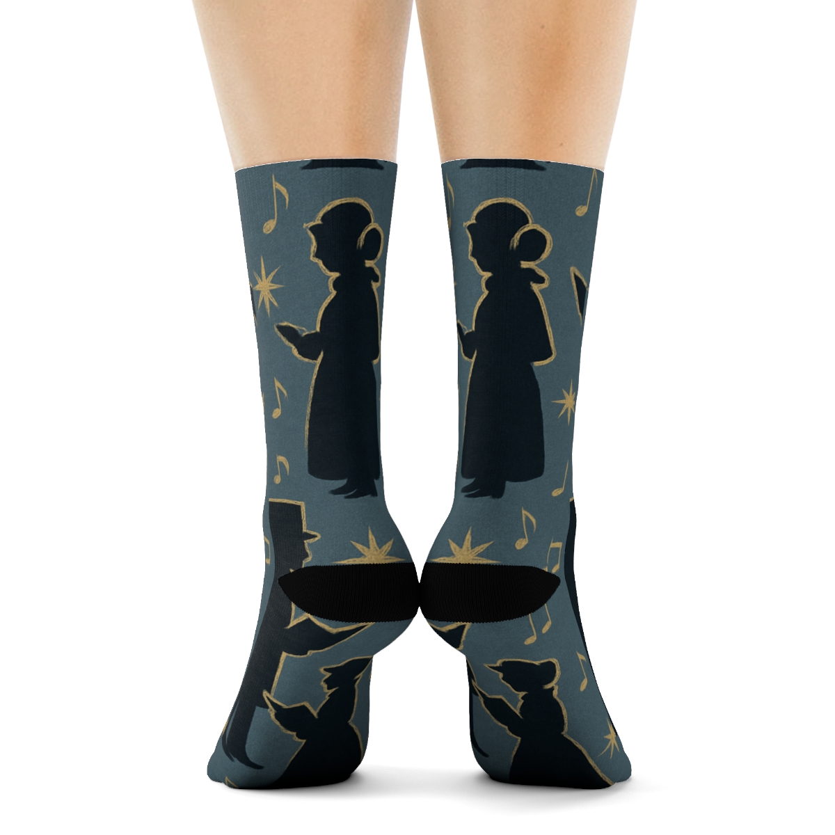 Starlight Caroler Xmas Silhouettes stylish athletic crew socks