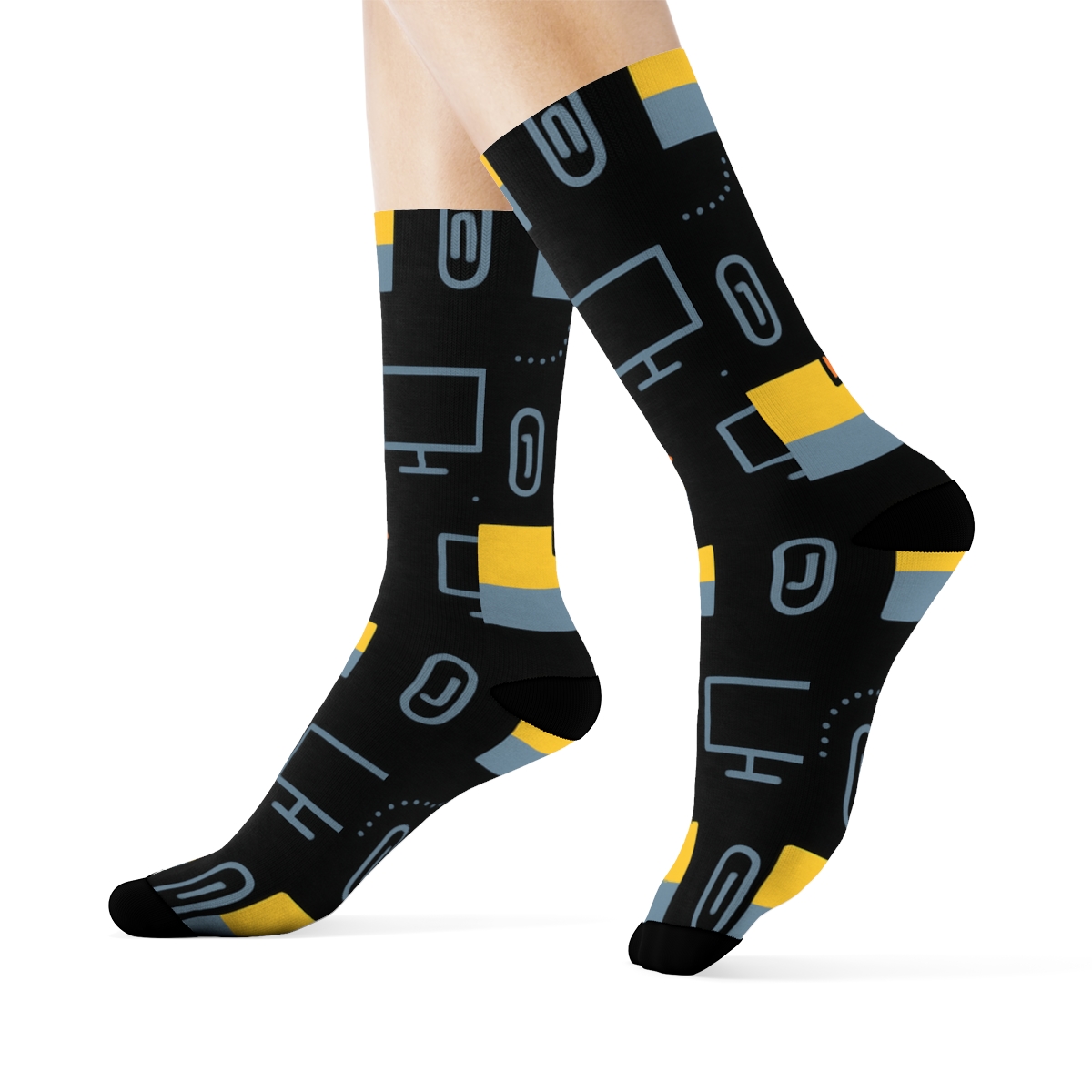 Sticky Note Orbit Grid For Office Manager designer printed crew socks