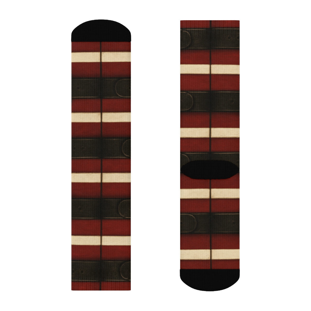 Santa Tiled Belt Border Pattern stylish athletic crew socks