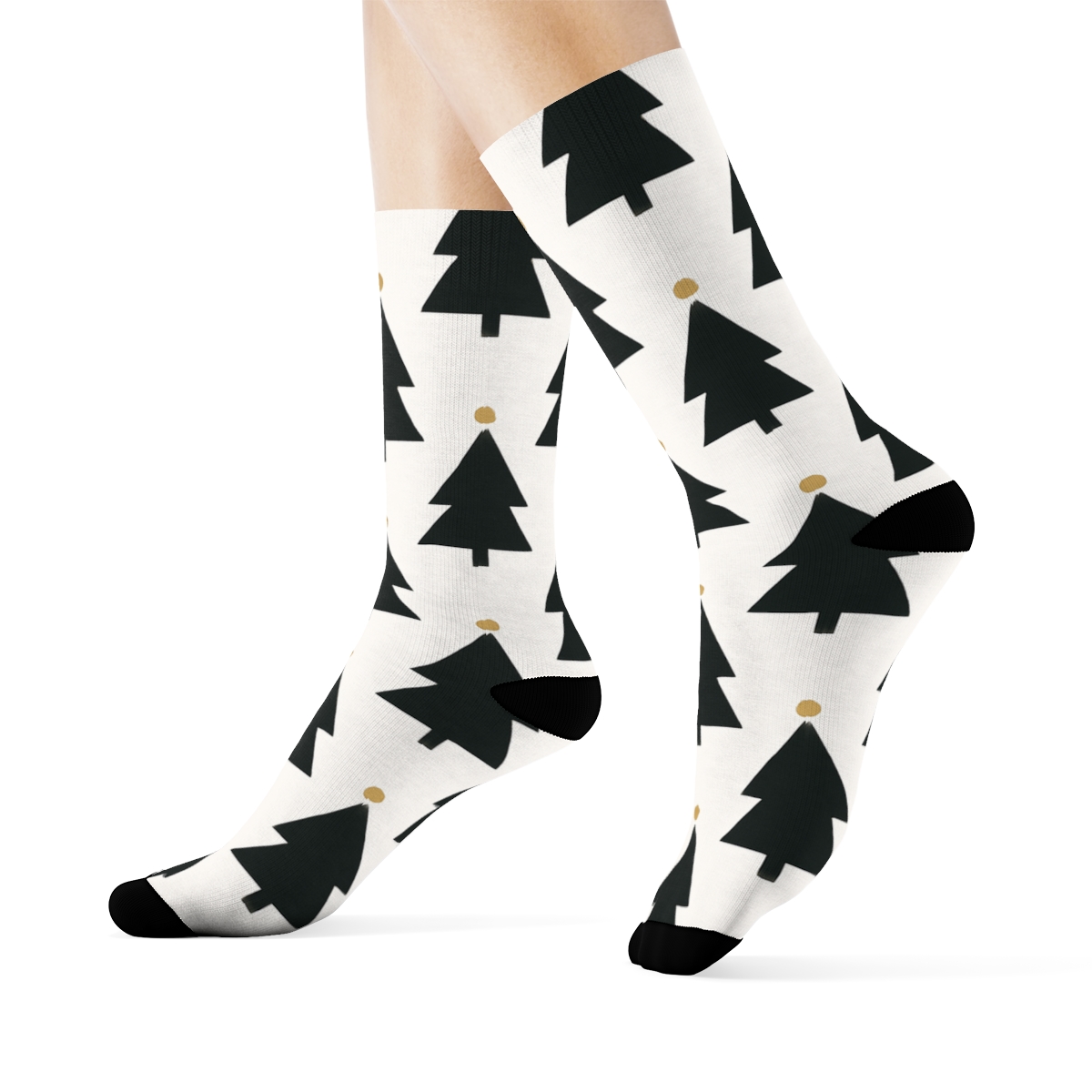 Minimalist Xmas Tree Silhouette Grid personalized crew socks