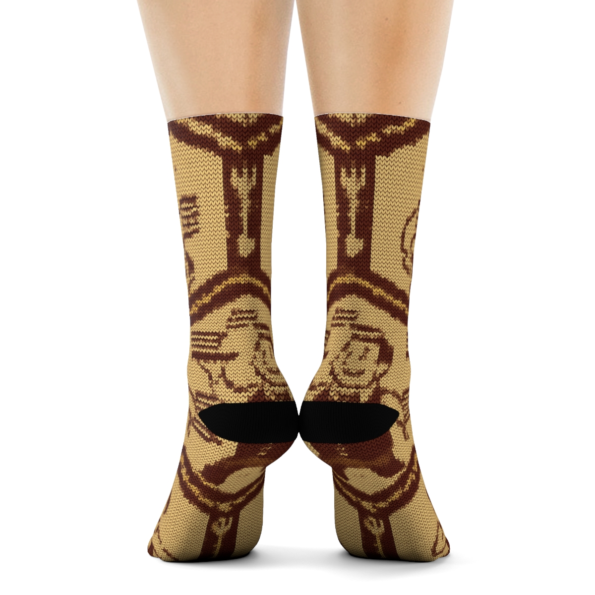 Waiter Juggling Tray Tessellation In Diner Knit unique graphic crew socks