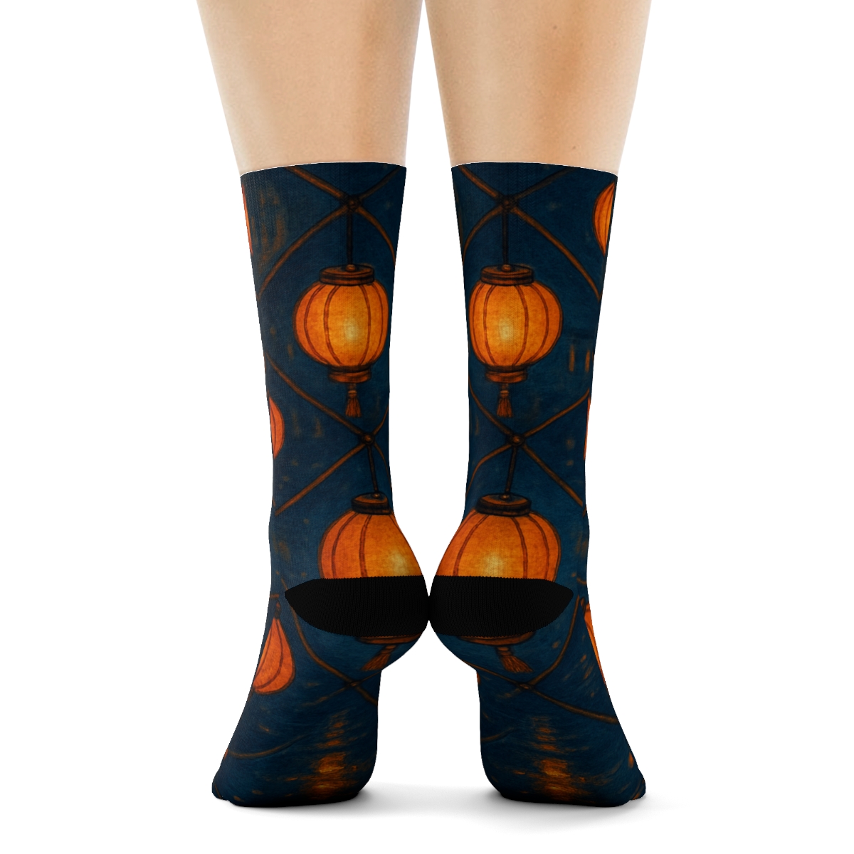Lantern Lattice Celebration trendy patterned crew socks
