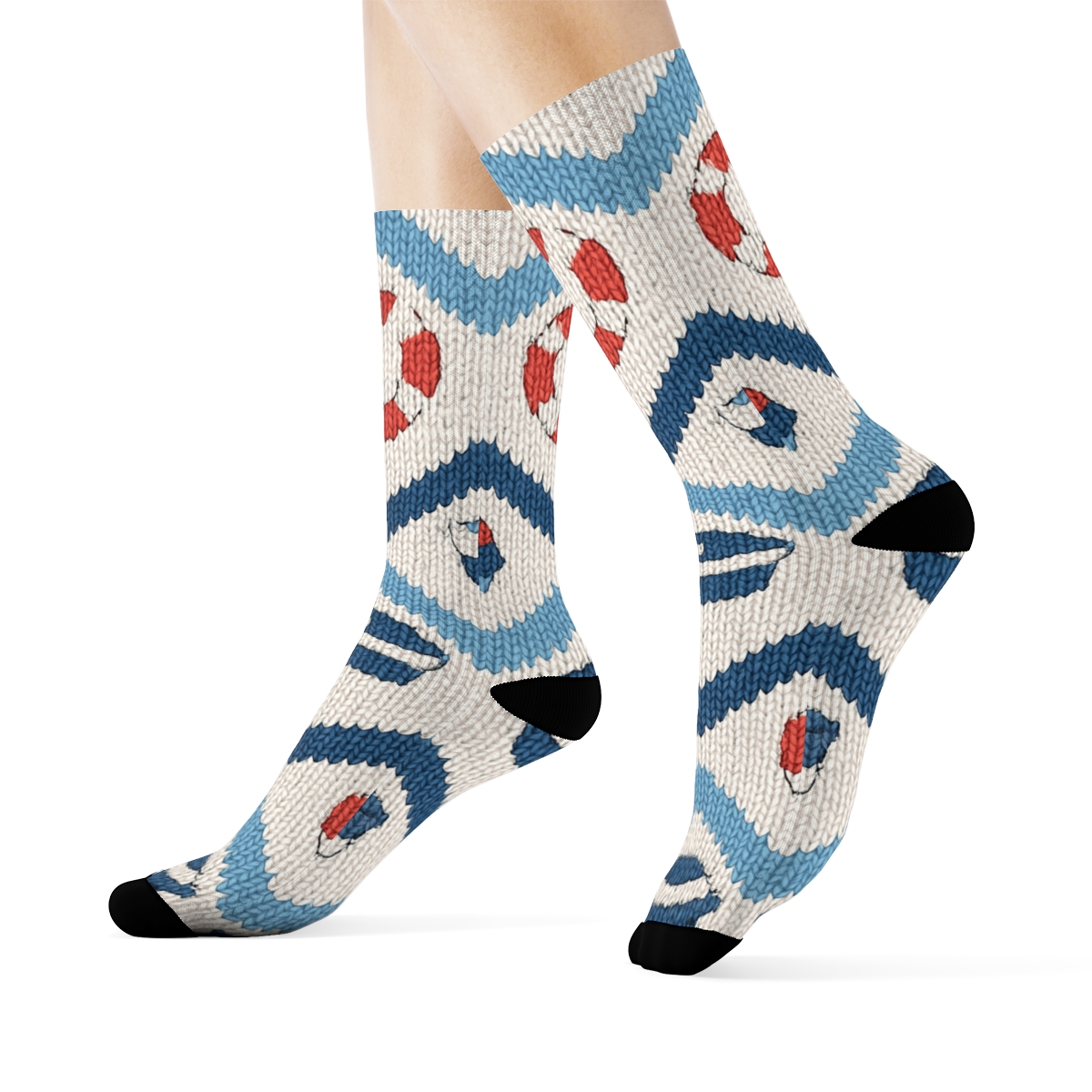 Sailor Knitted Wave Chevron Lattice stylish athletic crew socks