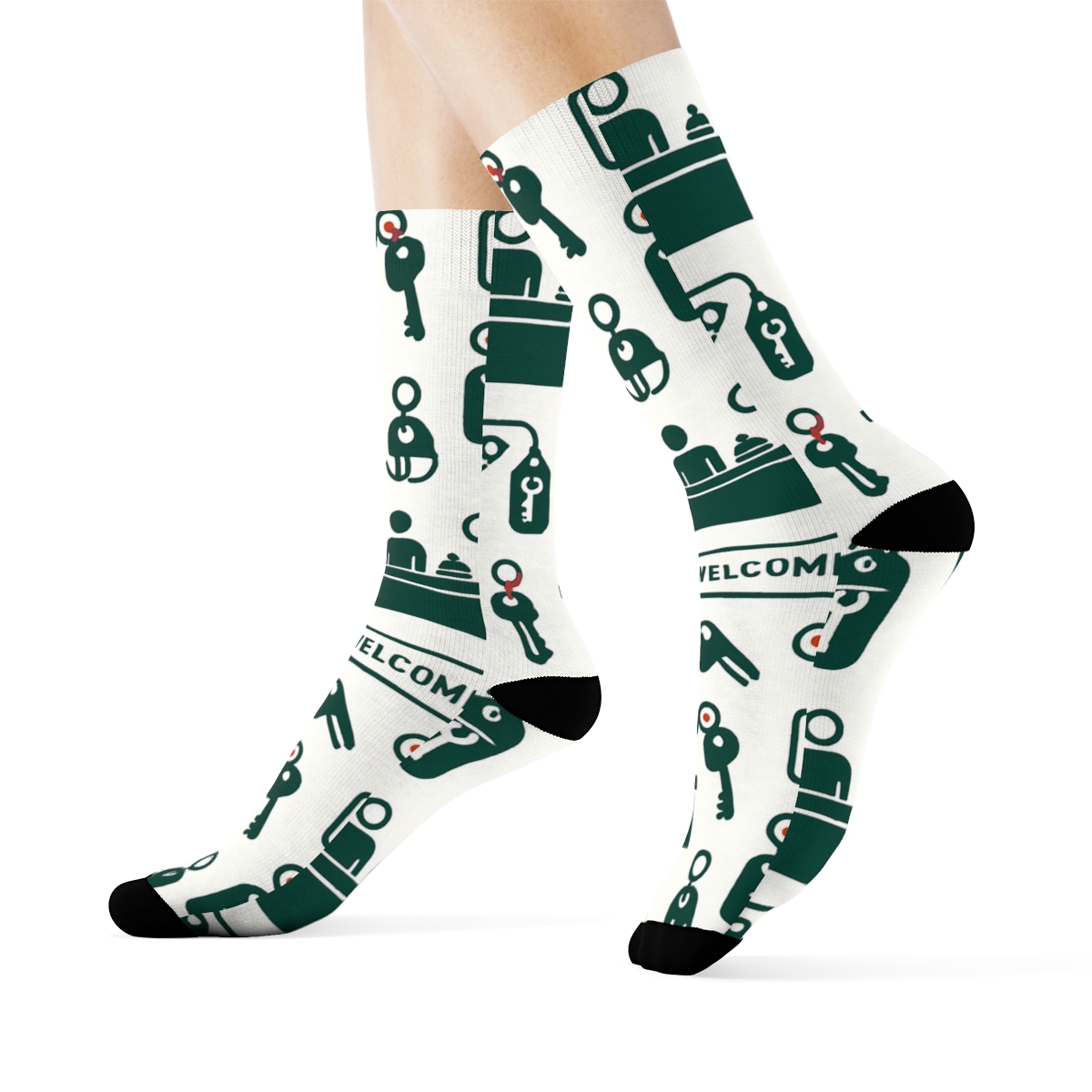 Concierge Symbols With Hotel Receptionist Charm unique graphic crew socks