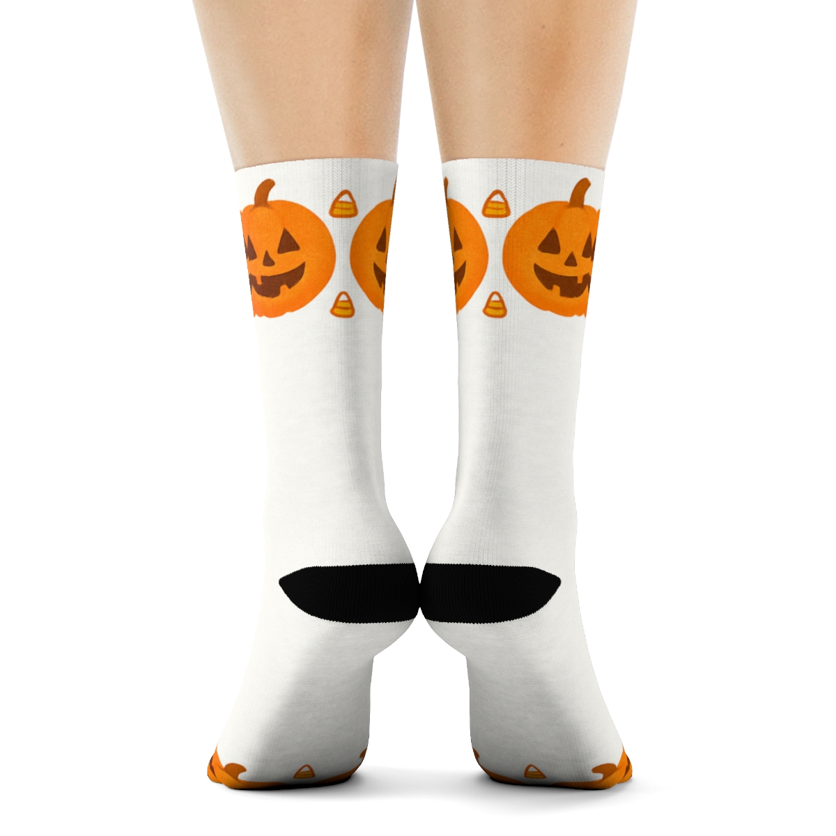 Carved Pumpkin Border Frame On White Background soft everyday crew socks