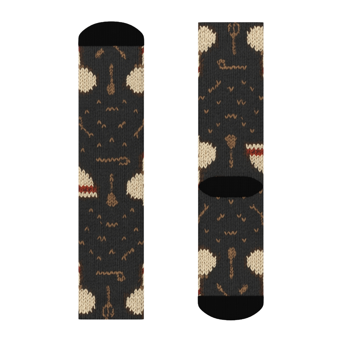 Chef Hat Wave Knit Illusion trendy patterned crew socks