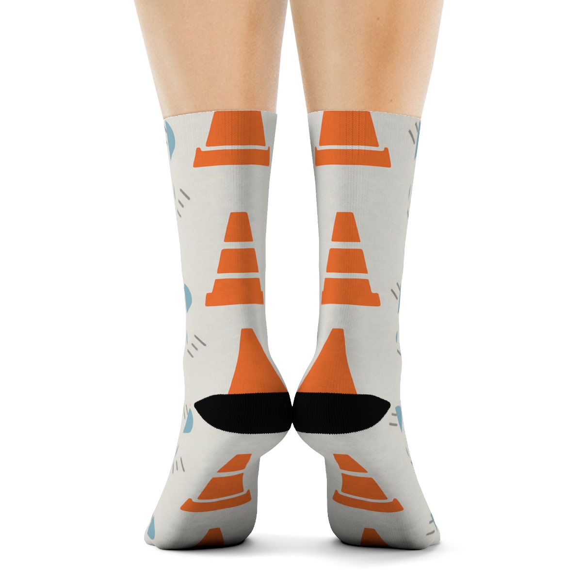 Safety Cone Blueprint Field Building Inspector Edition comfortable cotton crew socks
