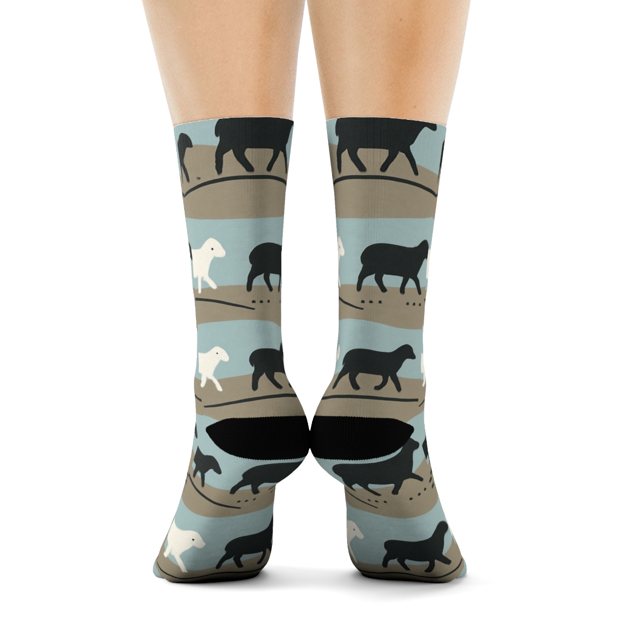 Rolling Hills Band Pattern, Pasture Sheep premium sports crew socks
