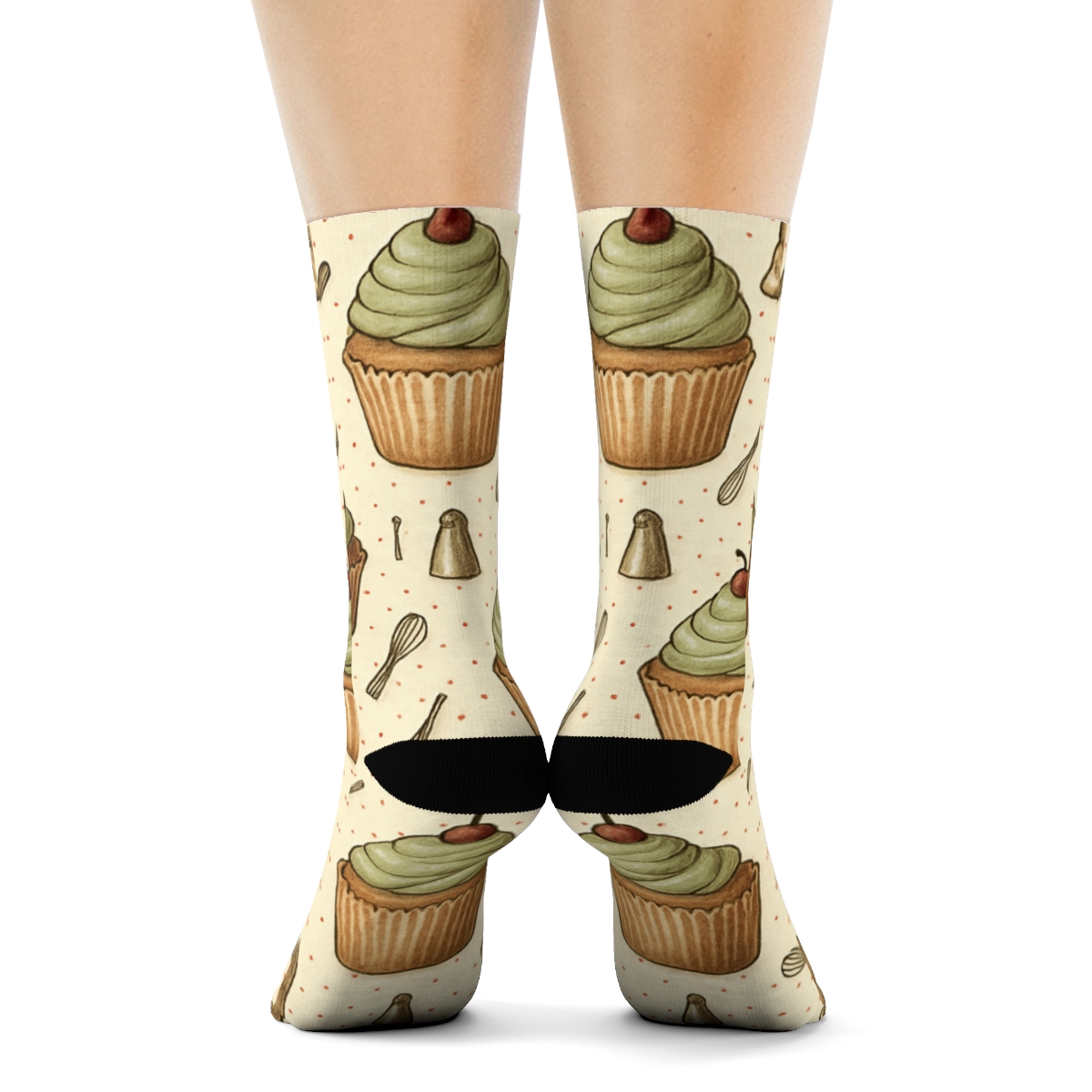 Cupcake Lattice With Baker Detail Collage soft everyday crew socks