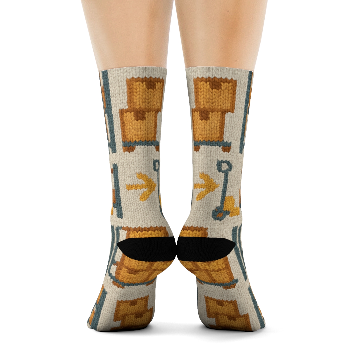 Warehouse Worker Knitted Shelf Lattice soft everyday crew socks