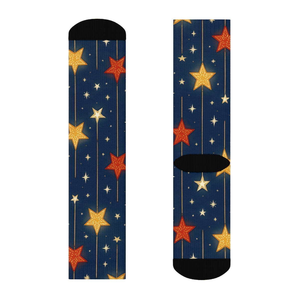 Star Lantern Constellation On Indigo designer printed crew socks