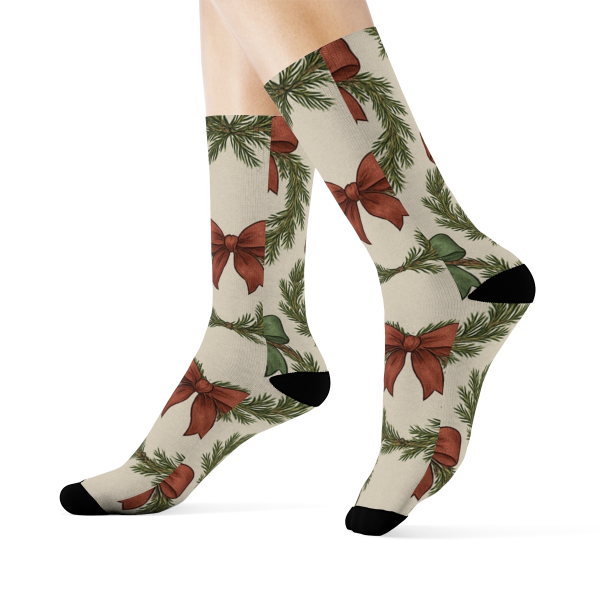 Ornamental Bow Wreath Lattice On Soft Silver Ground stylish athletic crew socks