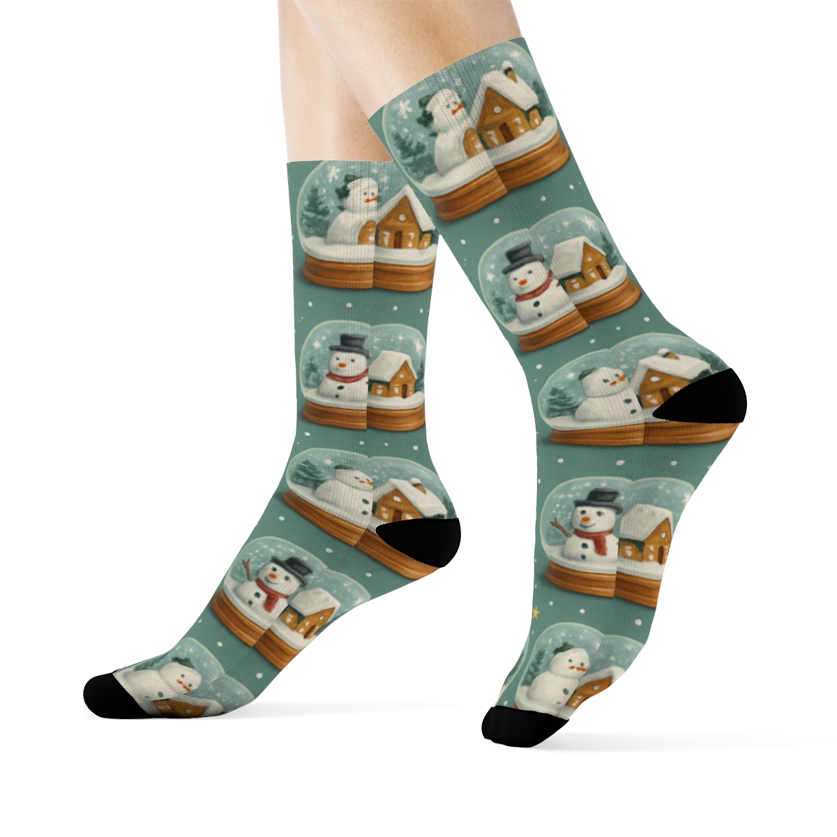 Snow Globe Parade Holiday Panorama premium sports crew socks