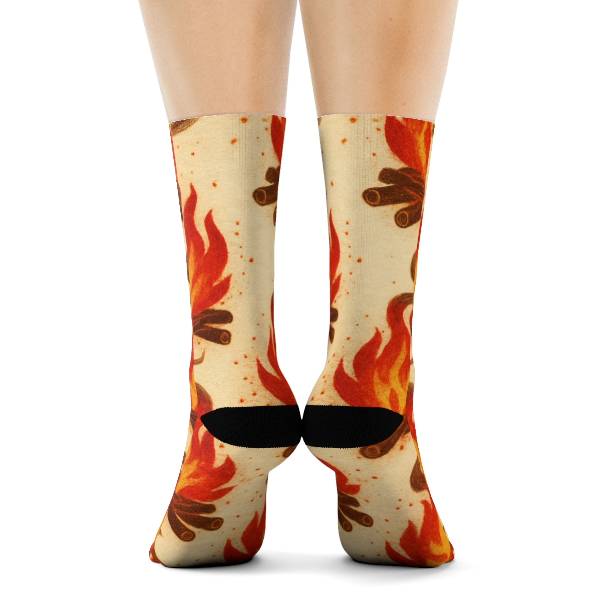 Vintage Matchbox Campfire Tile comfortable cotton crew socks