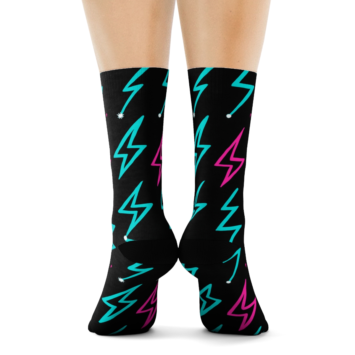 Neon Bolt Circuit Grid premium sports crew socks