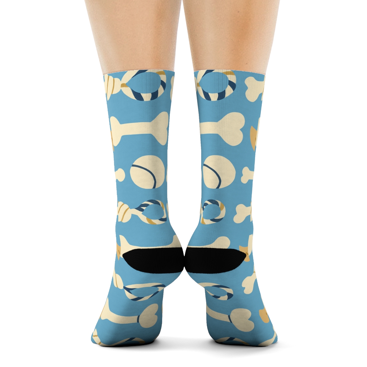 Dog Toys In Modern Minimal Grid trendy patterned crew socks