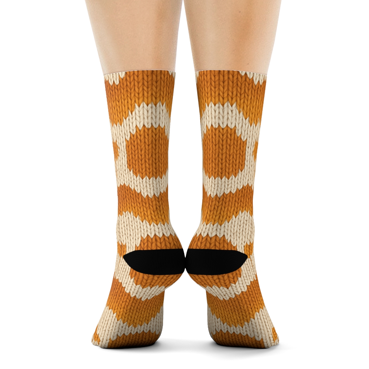 Knitted Pattern Illusion With Lion Paw Chevron unique graphic crew socks
