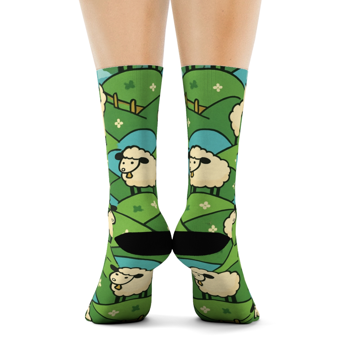Sheep Hilltop Clover Chevron unique graphic crew socks