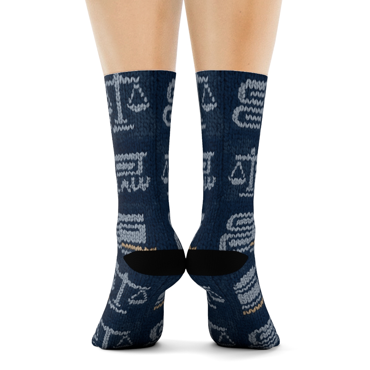 Paralegal Knit Illusion Gavel And Scales Grid unique graphic crew socks