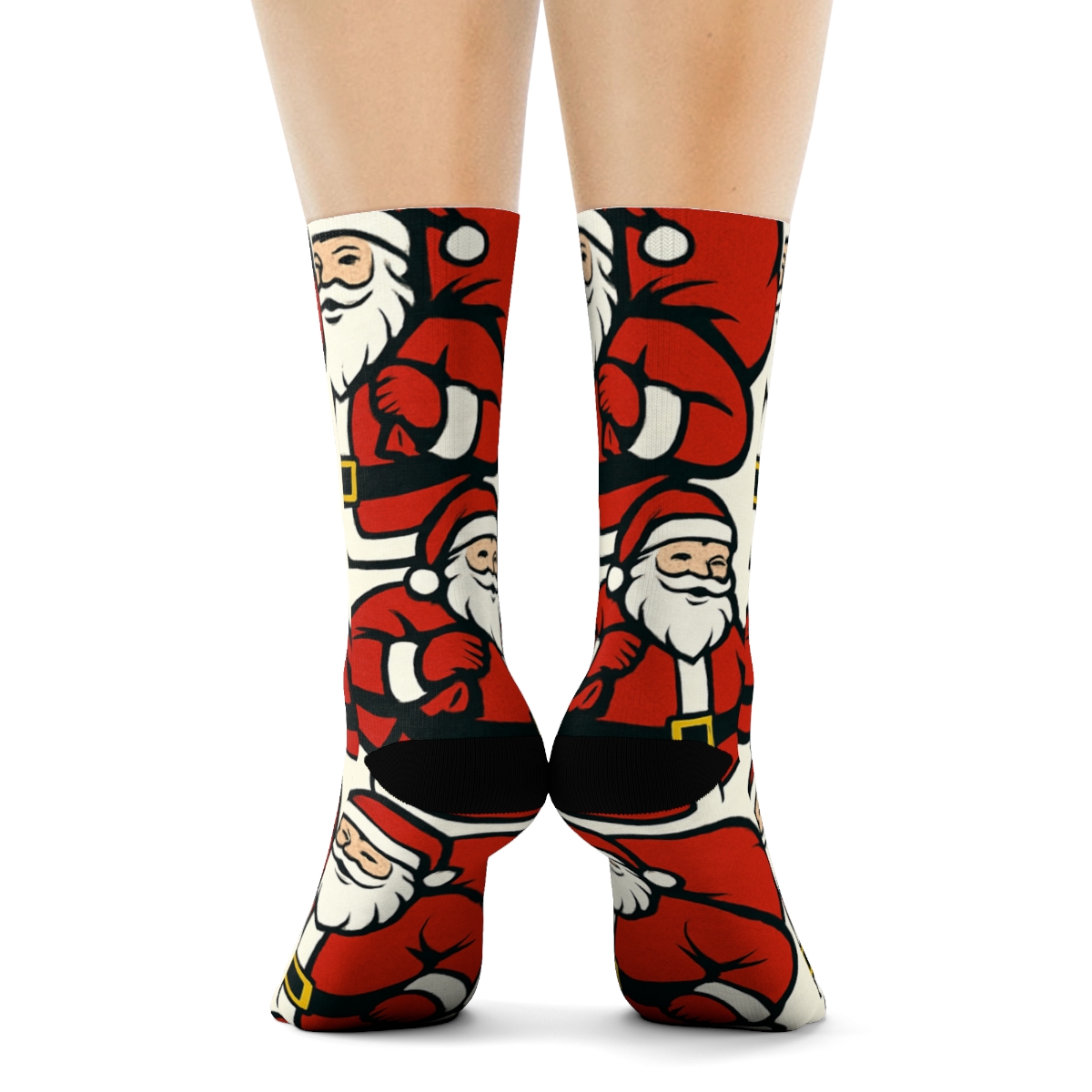 Pop Art Santa Collage Tilework stylish athletic crew socks