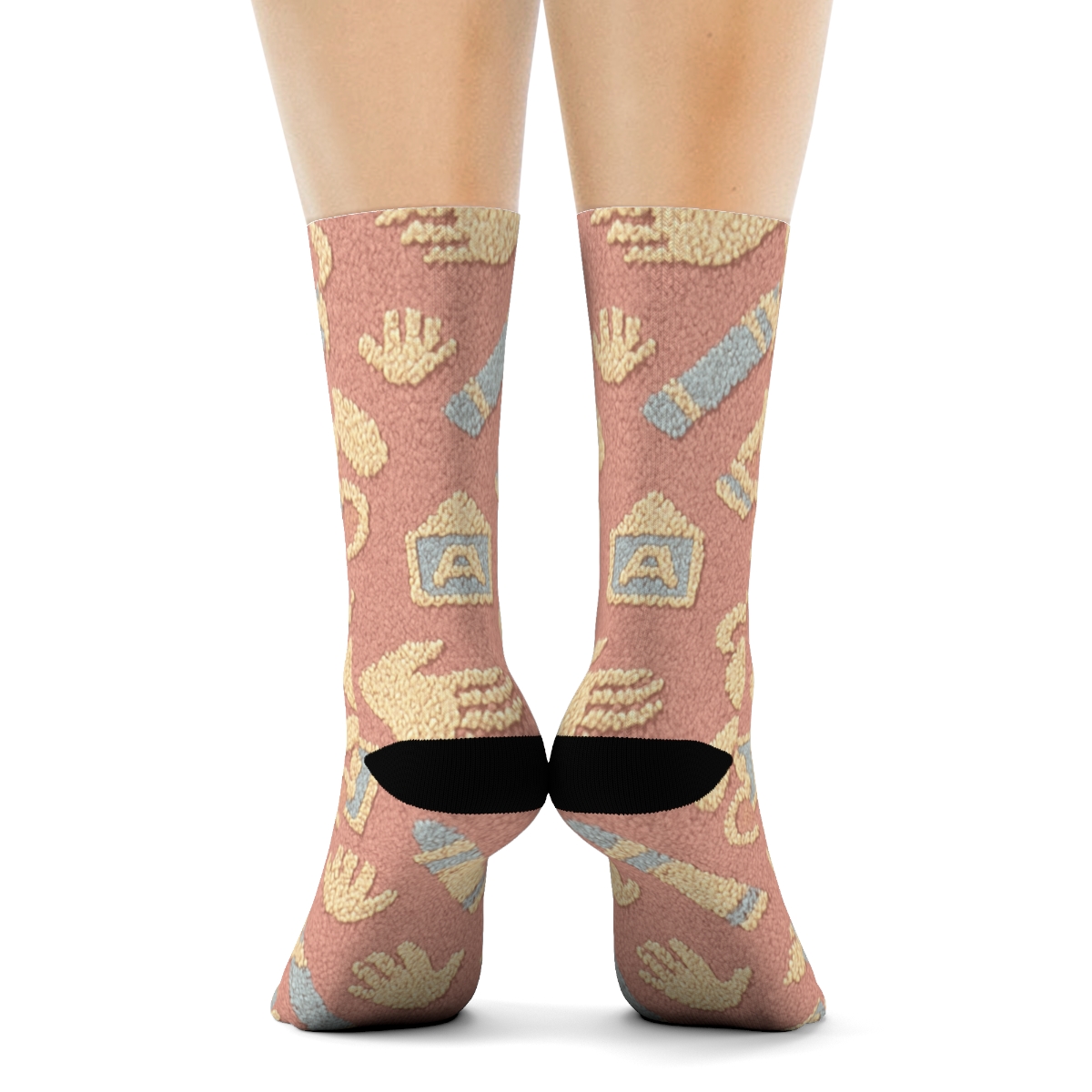 Knitted Playtime Lattice For Childcare Worker trendy patterned crew socks