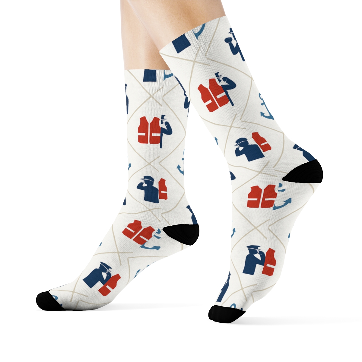 Rescue Lattice With Coast Guard Officer Icons stylish athletic crew socks