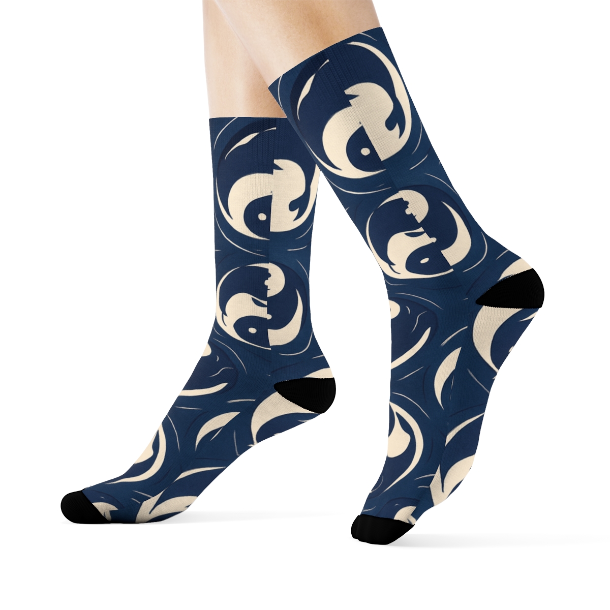 Indigo Koi Duality Ring Tessellation stylish athletic crew socksIndigo Koi Duality Ring Tessellation Crew Socks - Image 3