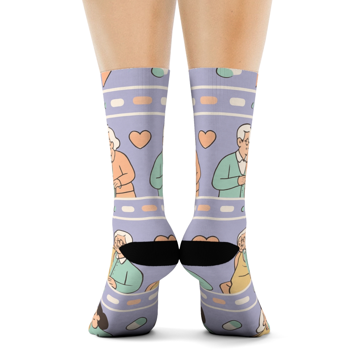 Patchwork Care Scene Bands For Caregiver unique graphic crew socks