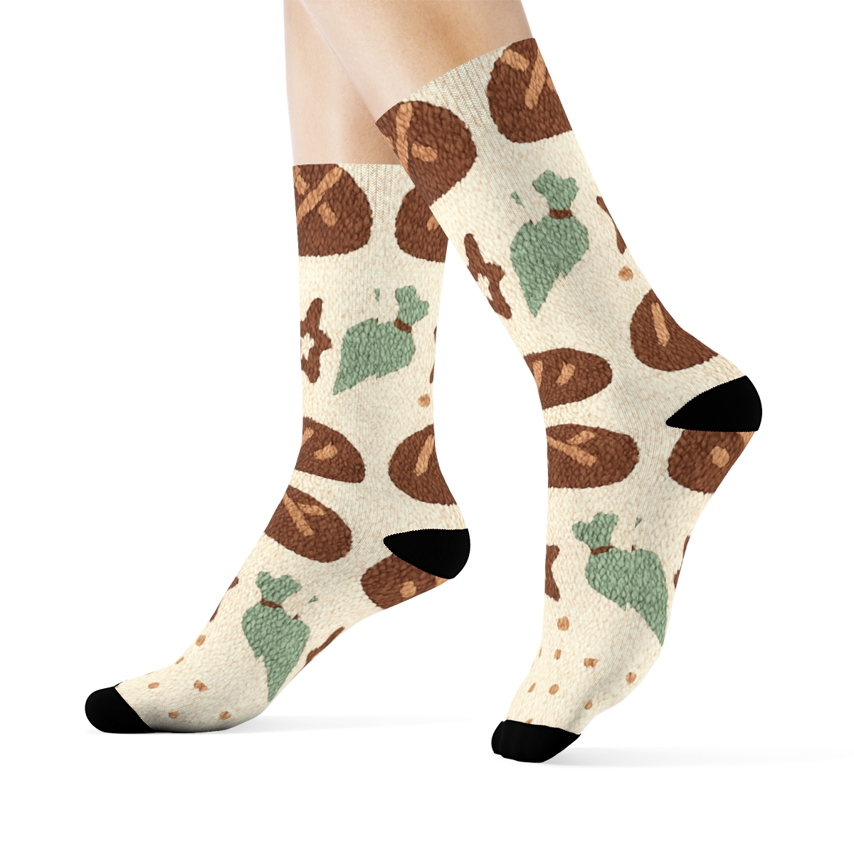 Baker Knit Illusion Bread Lattice stylish athletic crew socks