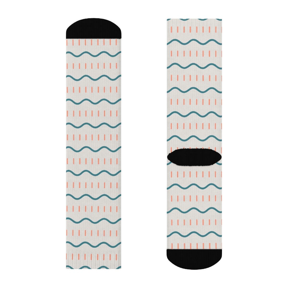 Banded Sine Tick Repeat unique graphic crew socks