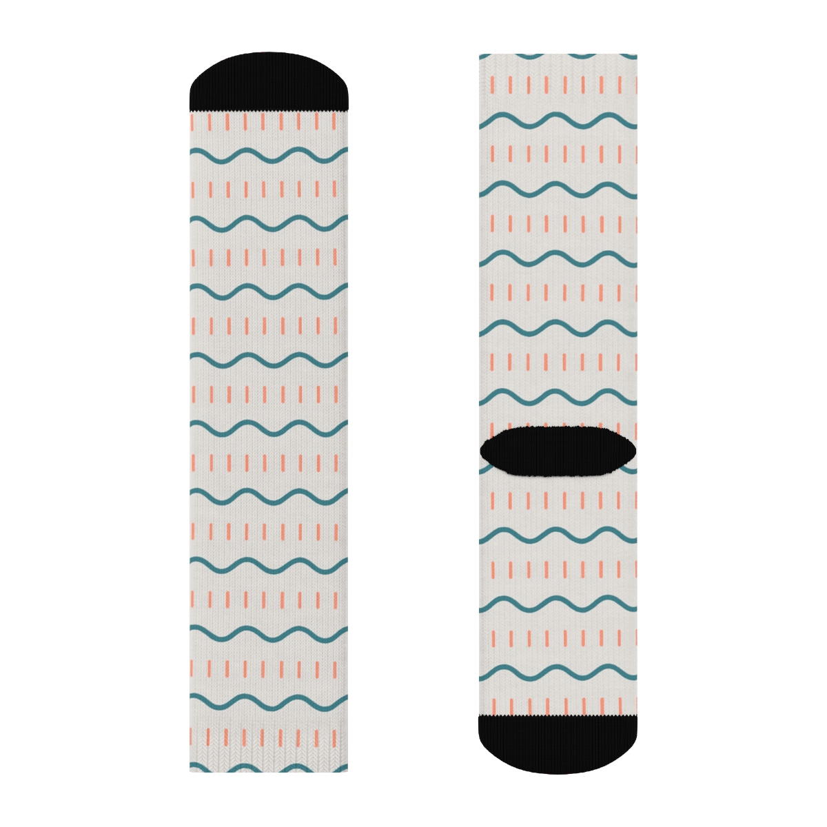 Banded Sine Tick Repeat unique graphic crew socks