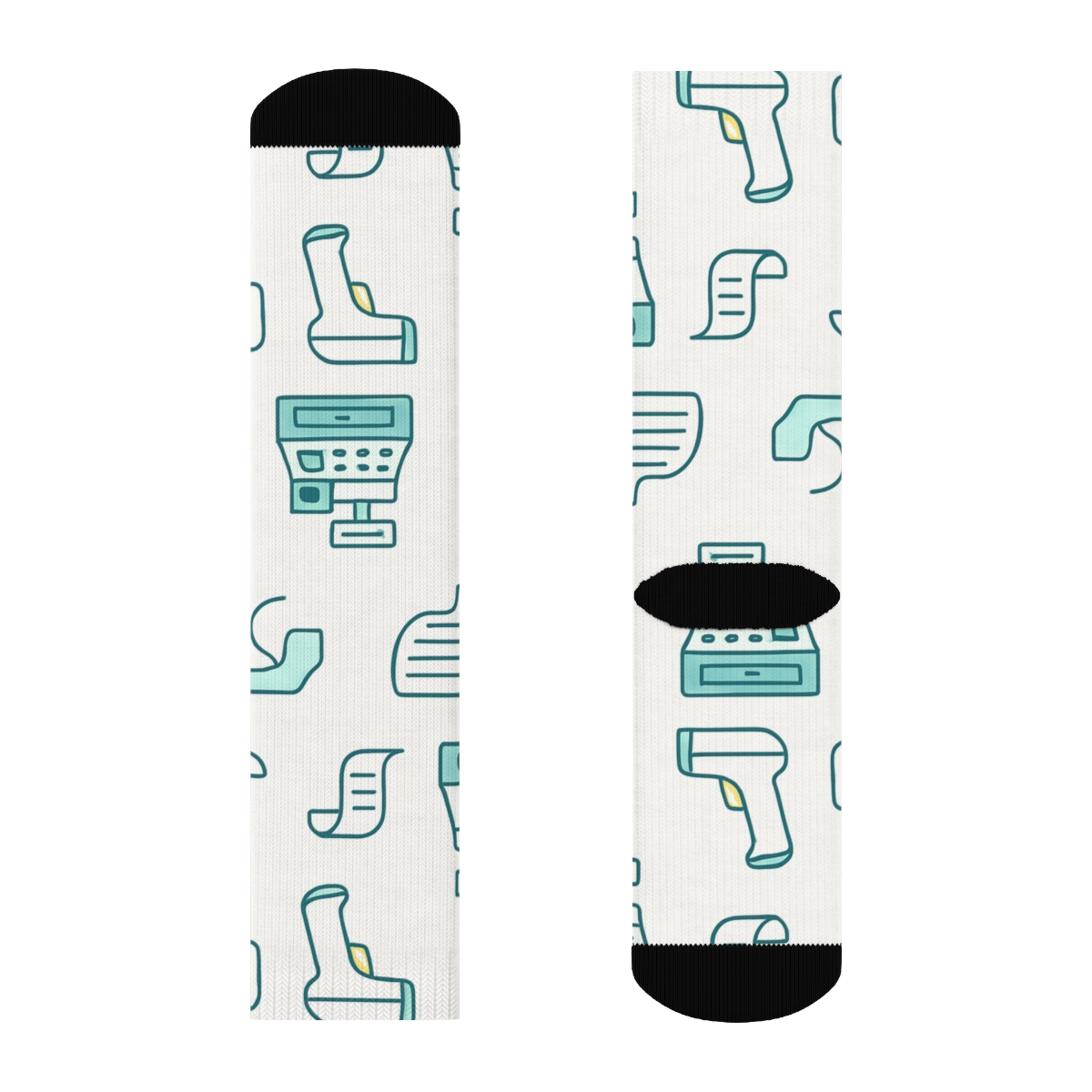Barcode Scanner And Cashier Rhythm Bands trendy patterned crew socks