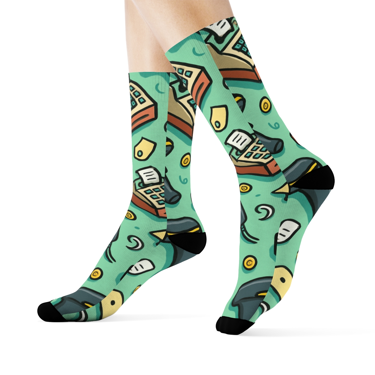 Barcode Scanner Lattice With Cashier Charms stylish athletic crew socks