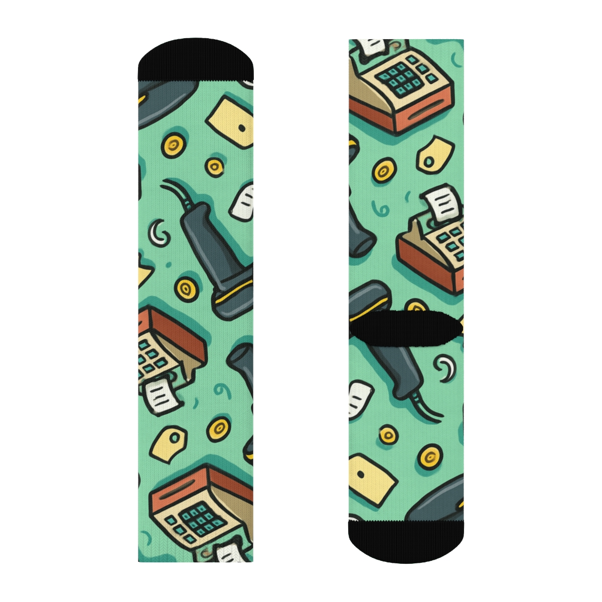Barcode Scanner Lattice With Cashier Charms stylish athletic crew socks