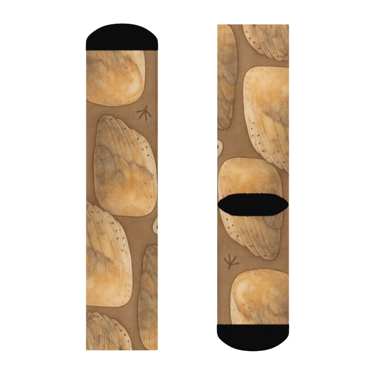 Barn Owl Wing Cloak Tiles On Taupe custom crew socks