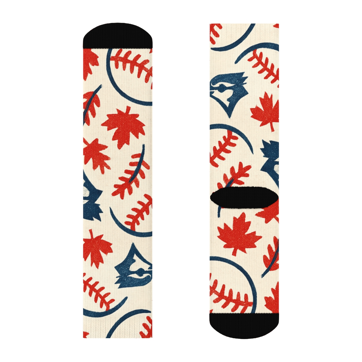 Baseball Seam Scatter With Blue Jays unique graphic crew socksBaseball Seam Scatter with Blue Jays Crew Socks - Image 2