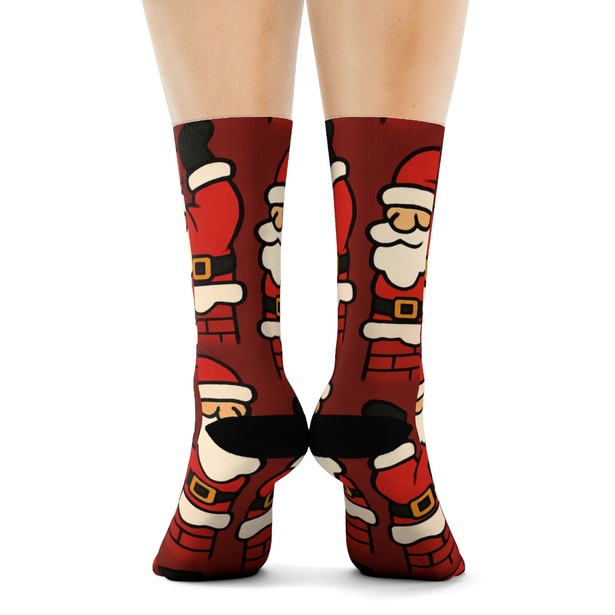 Mirrored Chimney Santa Tiles designer printed crew socks