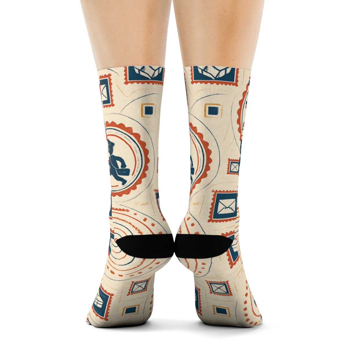 Stamp Spiral Parade With Postal Worker Icons personalized crew socks
