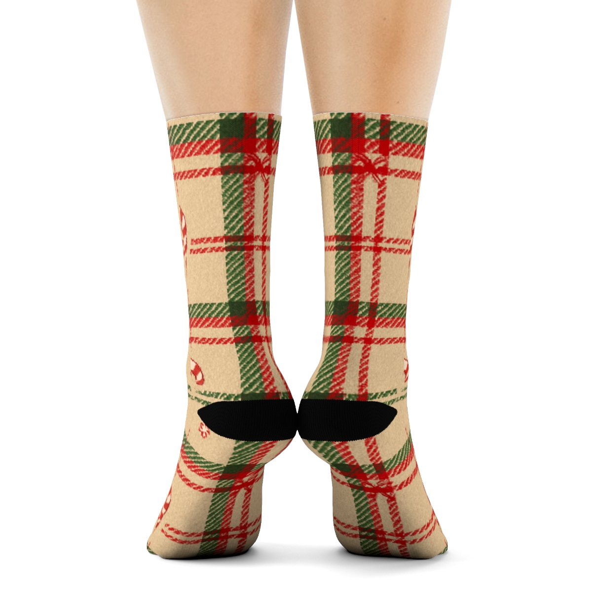 Candy Cane Plaid For Holiday Cozywear soft everyday crew socksCandy Cane Plaid for Holiday Cozywear Crew Socks - Image 4
