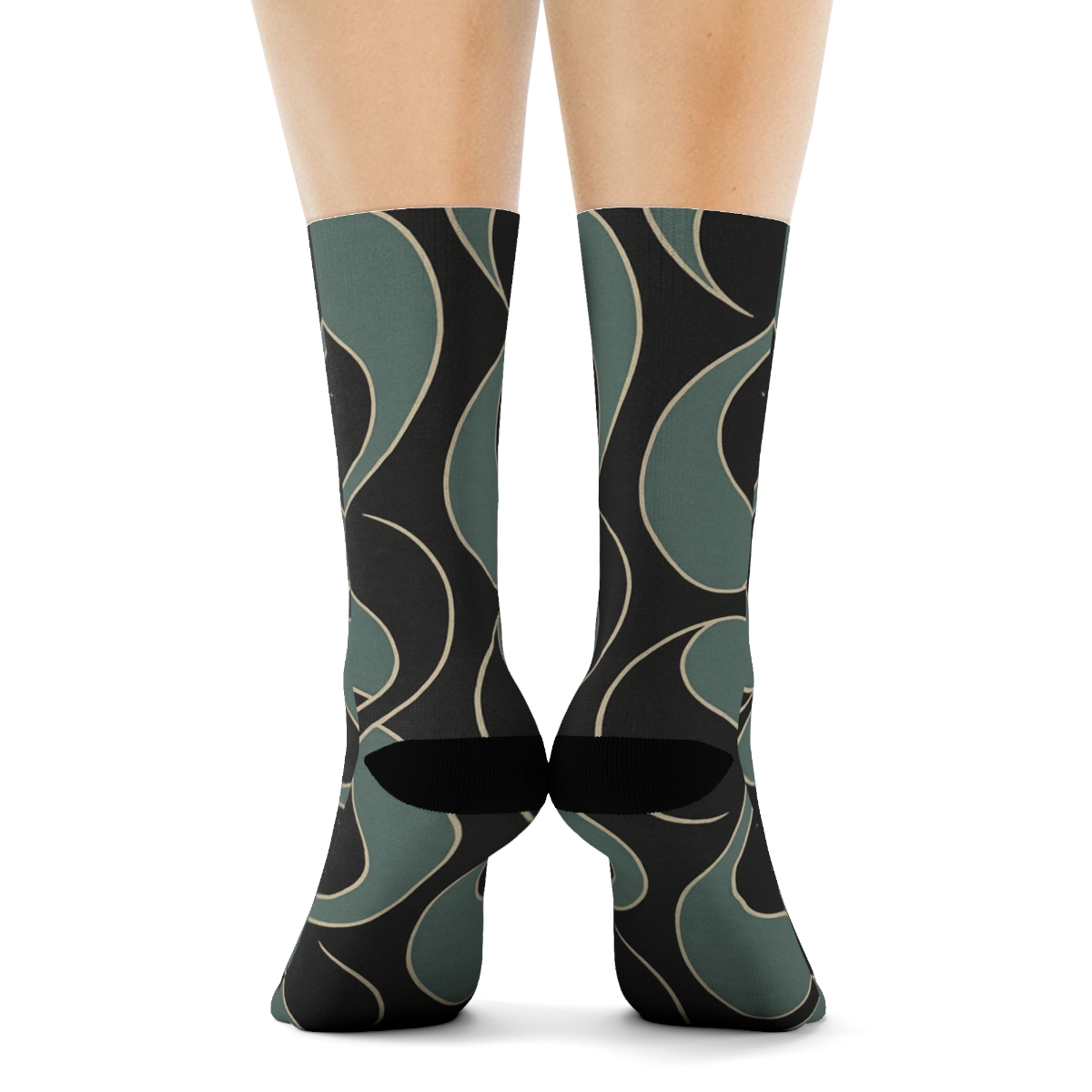 Interlocking Teardrop Tessellation On Charcoal soft everyday crew socks