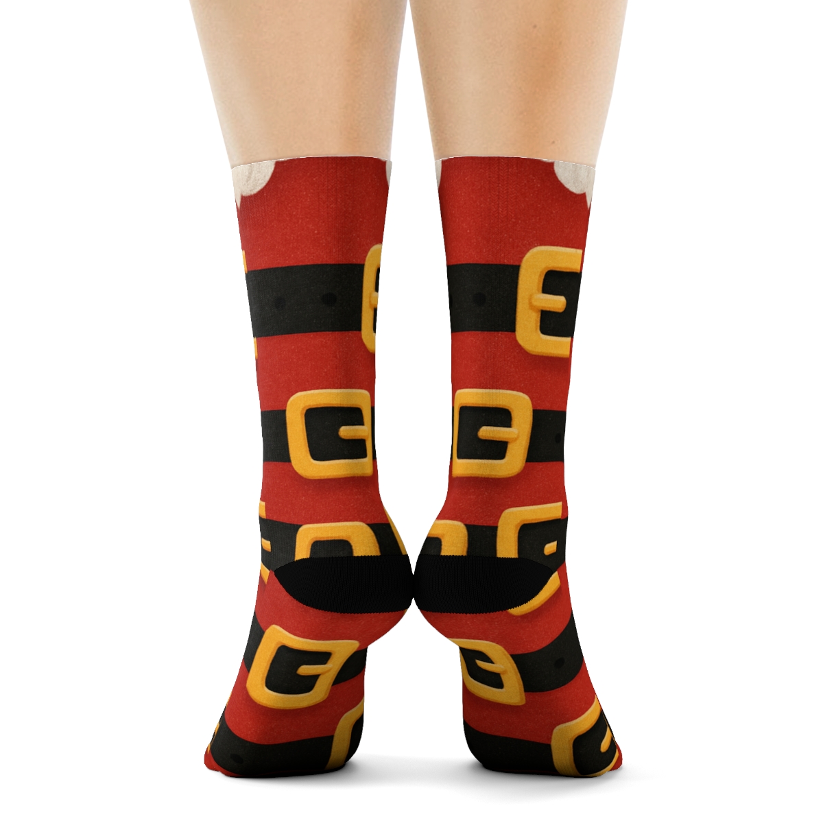 Santa Belt Buckle Progression-Pattern personalized crew socks