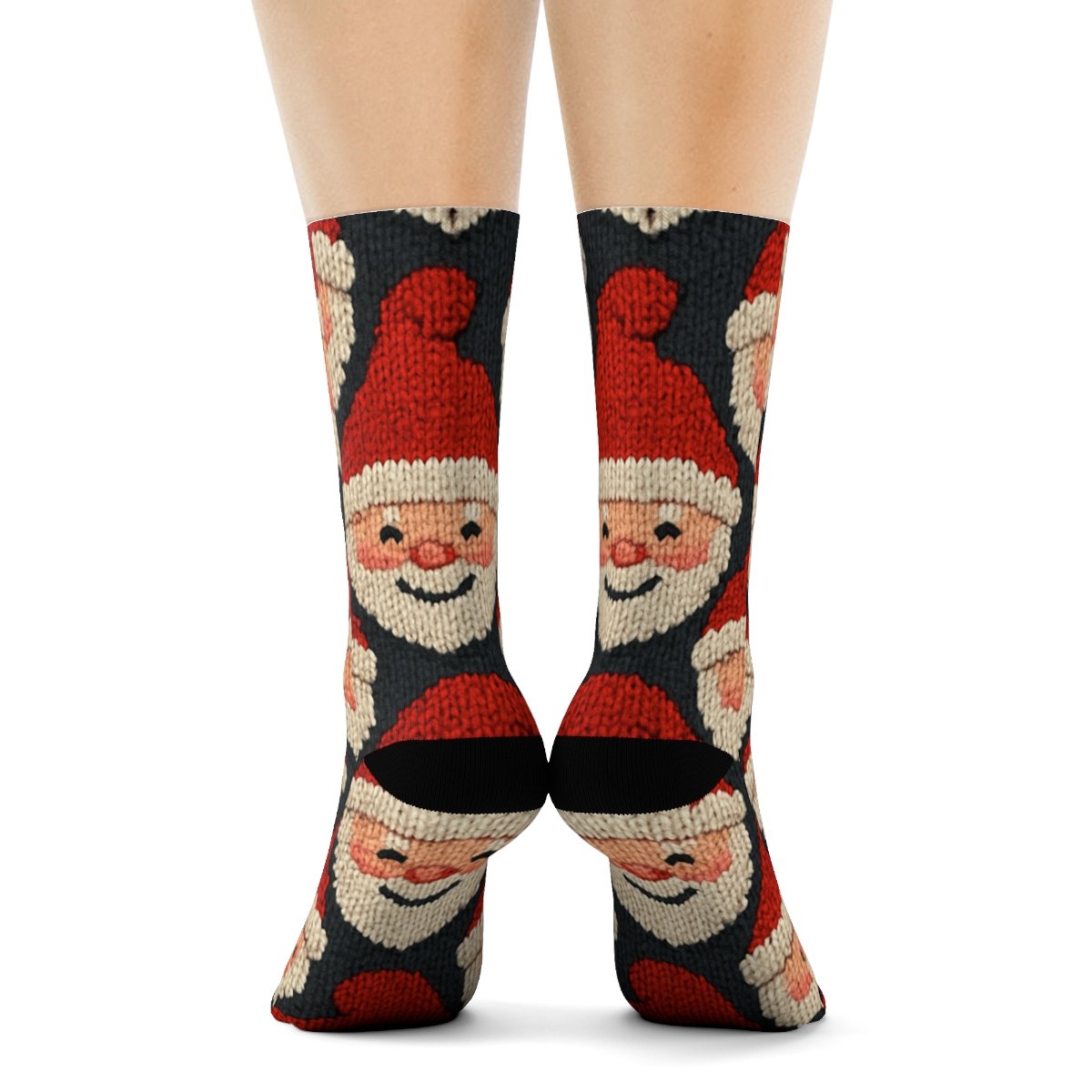 Santa Face Mosaic Christmas unique graphic crew socks