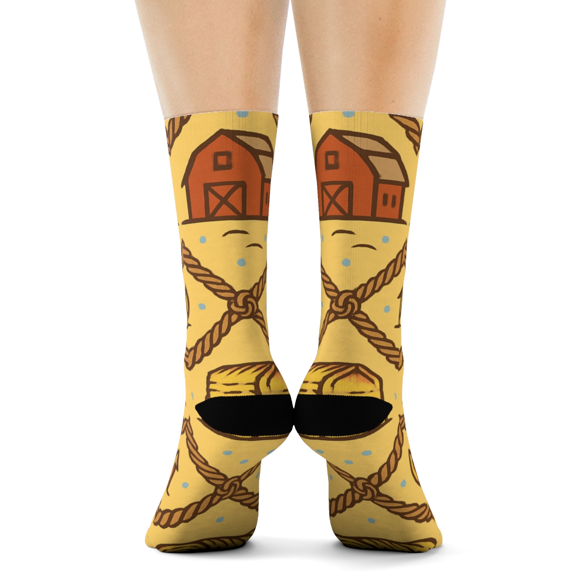 Lasso Lattice Rancher Pattern On Wheat Yellow stylish athletic crew socks